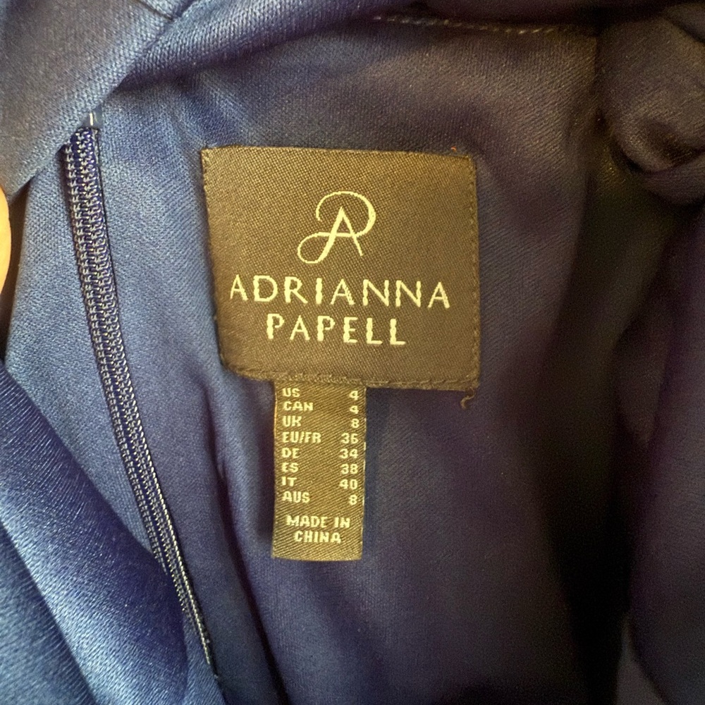 Adrianna Papell Navy Floral Embroidered Illusion Dress, Size 4 in EUC - Picture 6 of 6